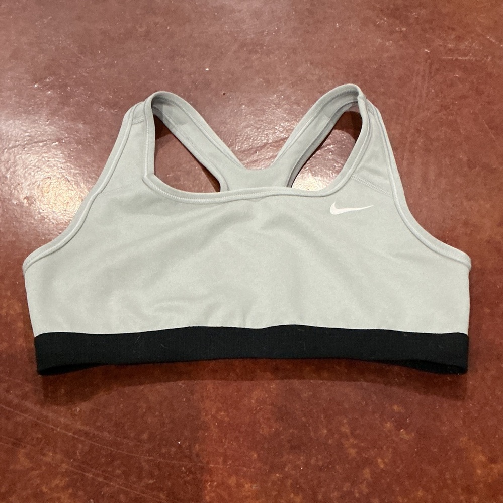 Nike Kids Light Gray and Black Sports Bra